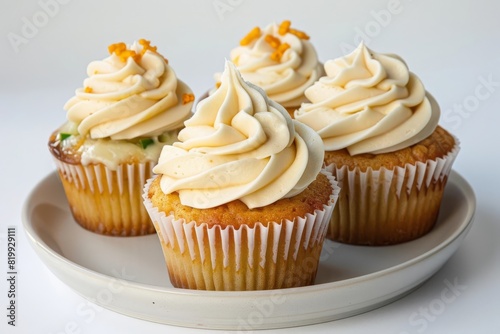 Apple Cheddar Cupcakes with Golden Brown Frosting Swirls