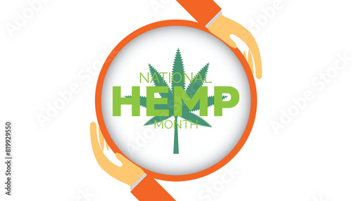 National Hemp month observed every year in July. Template for background, banner, card, poster with text inscription.