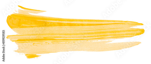 Yellow brush strokes isolated on transparent background.
