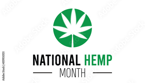 National Hemp month observed every year in July. Template for background, banner, card, poster with text inscription.