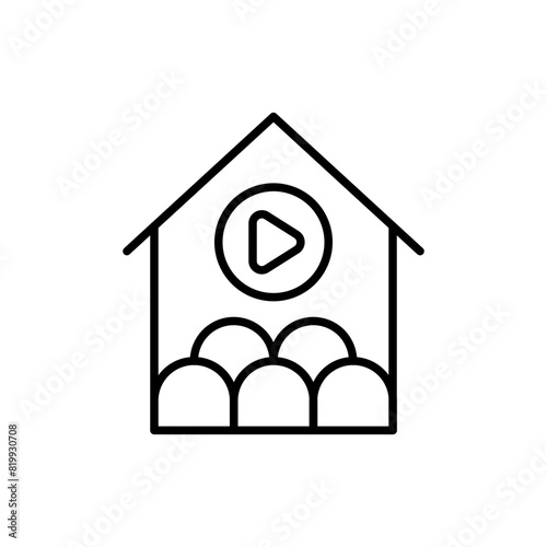 Home theater outline icons, minimalist vector illustration ,simple transparent graphic element .Isolated on white background