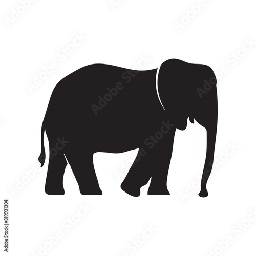 Elephant silhouette vector art white background