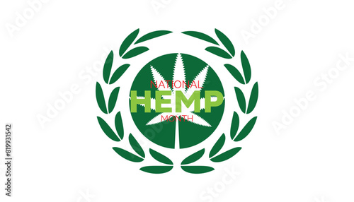 National Hemp month observed every year in July. Template for background, banner, card, poster with text inscription.