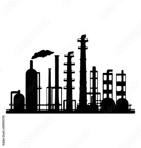 Chemical plant silhouette, Chemical plant icon vector illustration