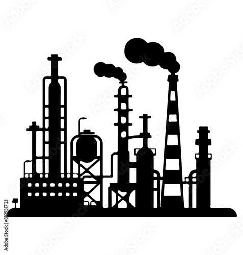 Chemical plant silhouette, Chemical plant icon vector illustration