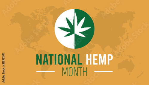 National Hemp month observed every year in July. Template for background, banner, card, poster with text inscription.