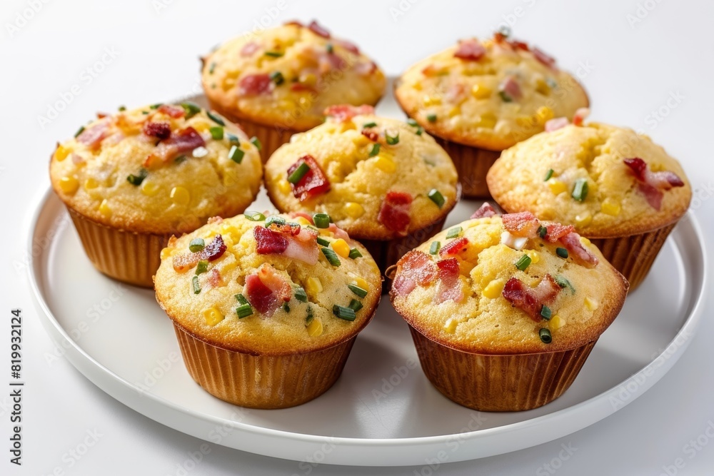 Delicious Bacon and Scallion Corn Muffins with a Golden Brown Top