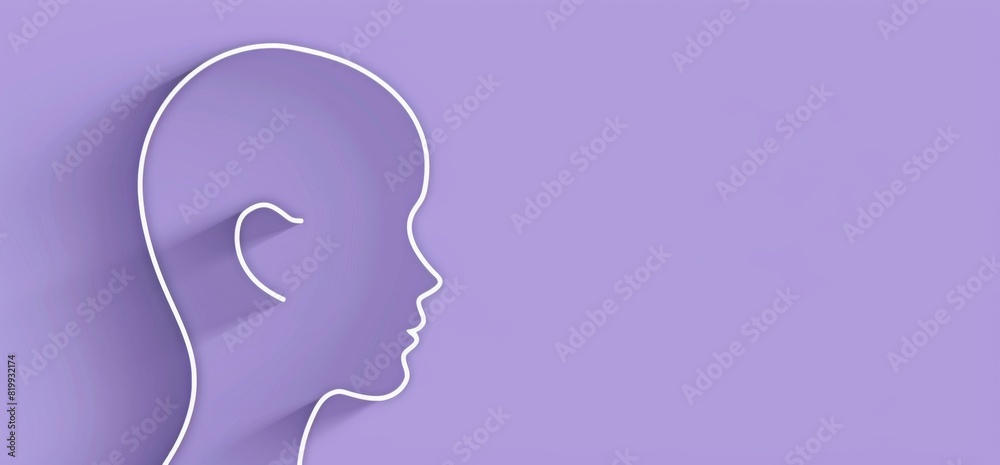 Profile Shaped Head Silhouette on Purple Background