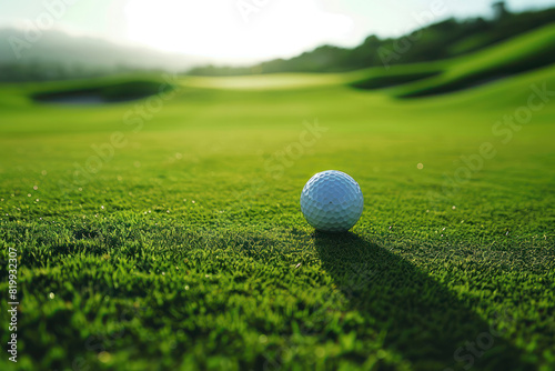 Golf ball on grass green sport photo