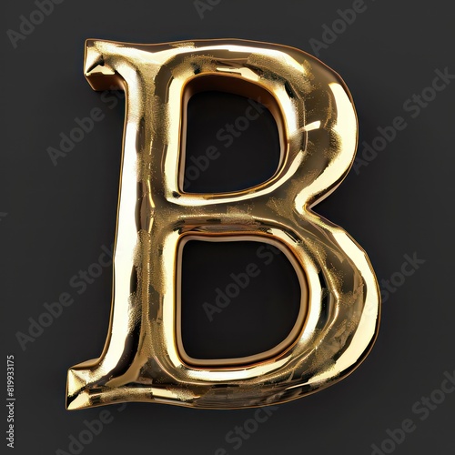 b capital letter in gold metal on a dark background