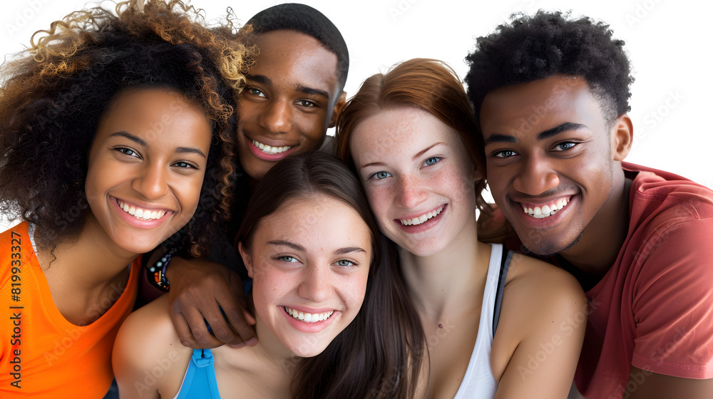 Obraz premium Portrait of a friend group isolated on a transparent background, PNG, Ai