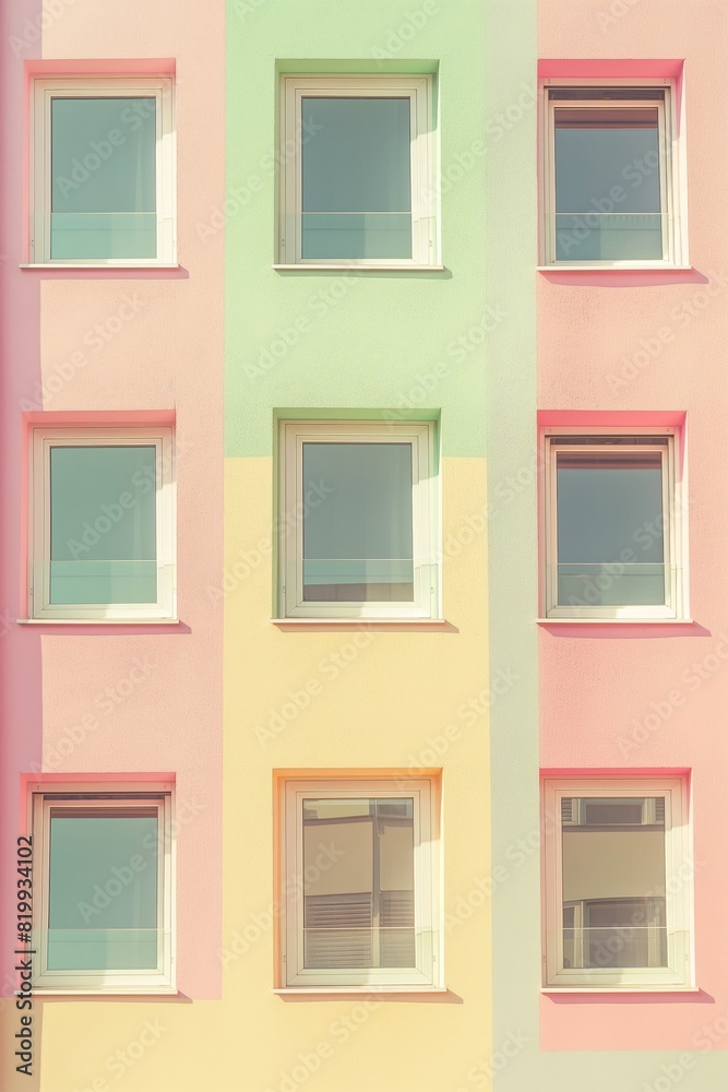 Obraz premium The building has a colorful facade with many windows