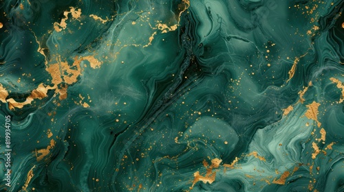 Marble gold dark green seamless pattern background