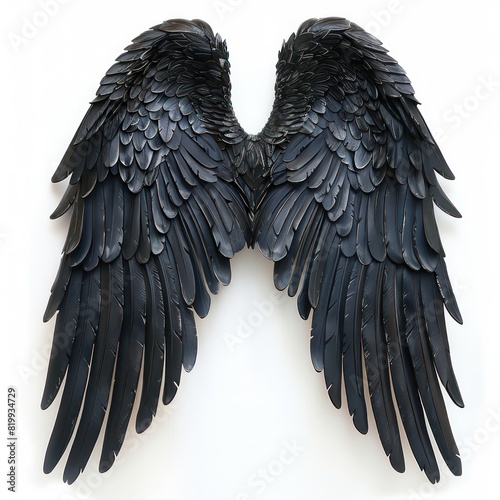 black wings design, realistic isolated and centered on a white background
