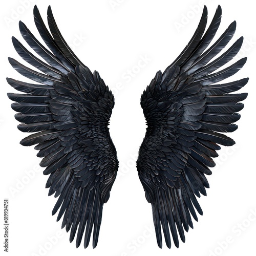 black wings design, realistic isolated and centered on a white background
