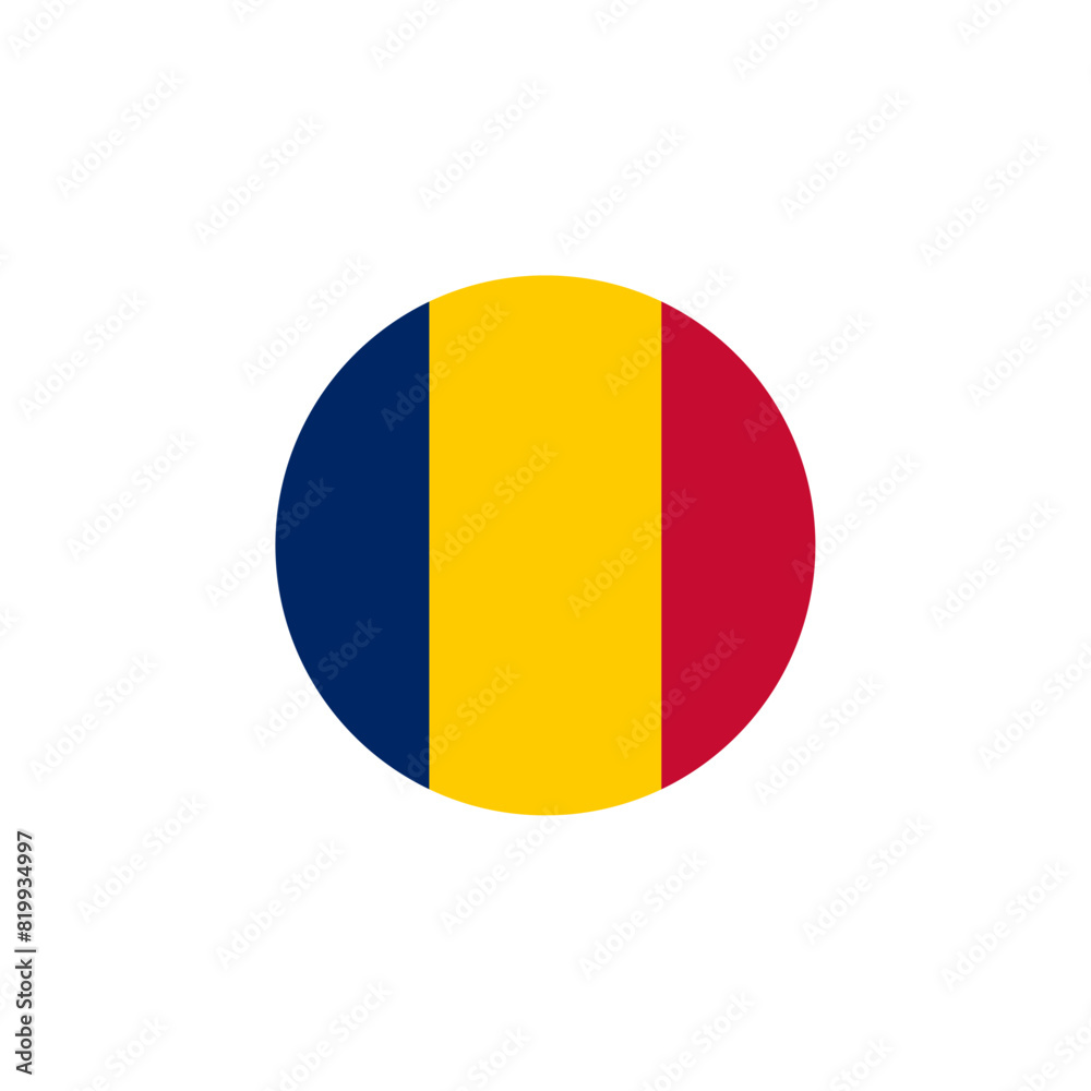 Round Chad flag emblem vector illustration