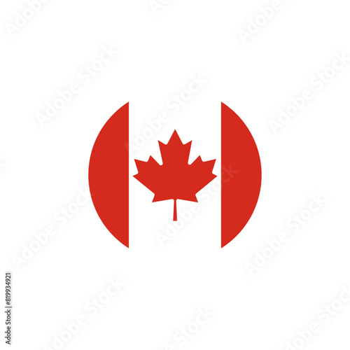 Round Canada flag emblem vector