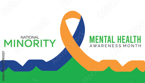 National Minority Mental Health Awareness Month observed every year in July. Template for background, banner, card, poster with text inscription.