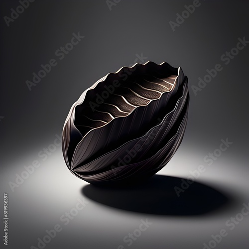 Meticulously Rendered Pristine Coffee Bean in Minimalist High Contrast 3D Composition