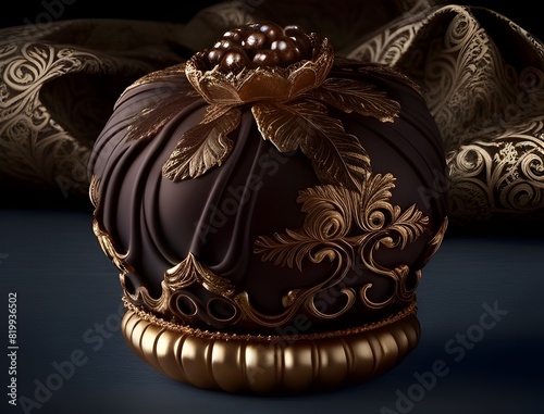 Sumptuous Chocolate Bonbon of Lavish Gilded Opulence and Decadent Rococo Elegance