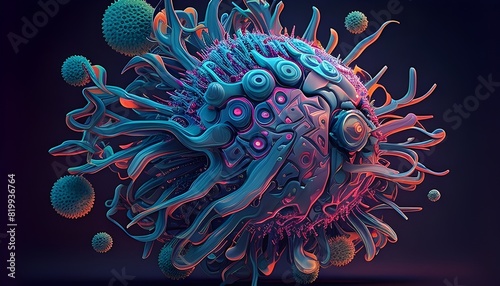 Vibrant Neon of a Novel Virus Strain with Complex Microscopic Morphology