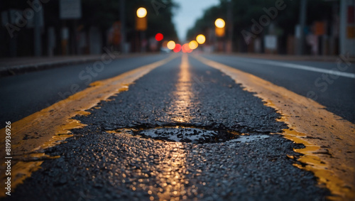 A road hazard, Pothole causing a bumpy ride.