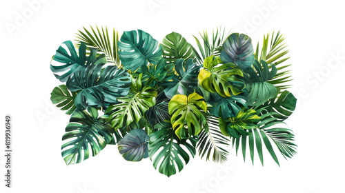 Cluster of vibrant green leaves arranged neatly on a clean white background