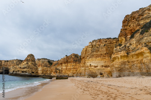 Marina Beach (Praia da Marinha) in Lagoa, Faro District, Algarve, Southern Portugal. Algarve beaches are a touristic paradise