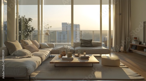 Minimalist Living Room Basked in Natural Light Invites Peace and Relaxation