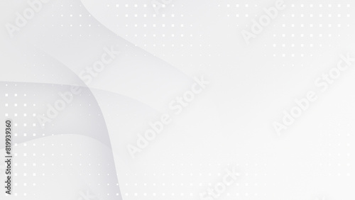 4k Elegant light grey white dynamic shadow background. Wavy curved stripes template with halftone dots. Digital smooth minimal geometric 3d. Technology premium luxury design. Trendy modern soft lines