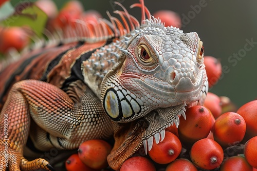 Illustration of iguana close-up portrait   high quality  high resolution