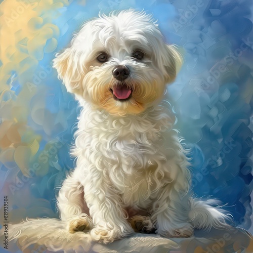 dog bichon havanais realistic on a gradient background 