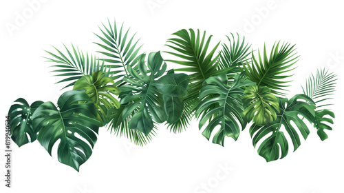 Multiple green leaves grouped together against a white background