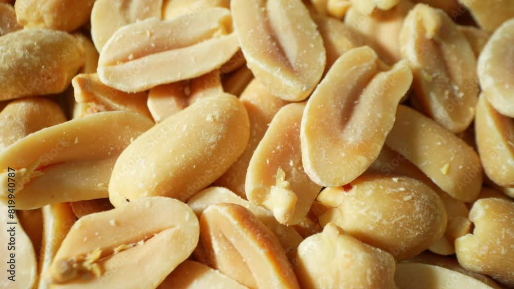 A close-up reveals the allure of roasted peanuts, golden-brown and glistening, their halves unveil a smooth, oily interior. Each with its distinct two-lobed shape, promising crunchy delight.
A close-up reveals the allure of roasted peanuts, golden-brown and glistening, their halves unveil a smooth, oily interior. Each with its distinct two-lobed shape, promising crunchy delight.