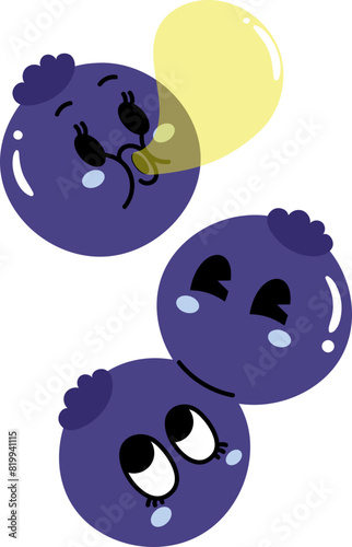 Groovy blueberry character illustration vector