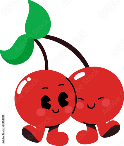 Groovy cherry character illustration vector
