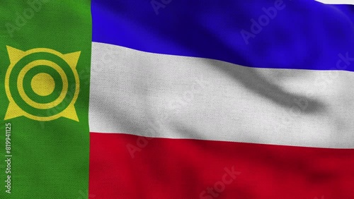 High detailed flag of Khakassia. National Khakassia flag. 3D Render. photo