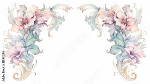 Elegant pastel floral corner borders with delicate flowers and intricate swirls, perfect for invitations, scrapbooking, and design projects.