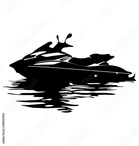 jet ski silhouette, jet ski icon vector illustration