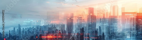 Wallpaper Mural A futuristic city with buildings finished in shimmering silver, side view, modern architecture, digital tone, Triadic Color Scheme Torontodigital.ca