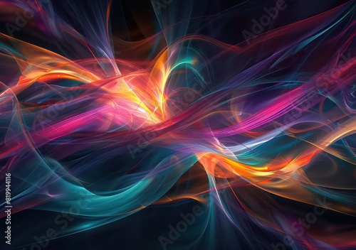 abstract wallpaper very fluid and spectral colored contrasting with dark colors 