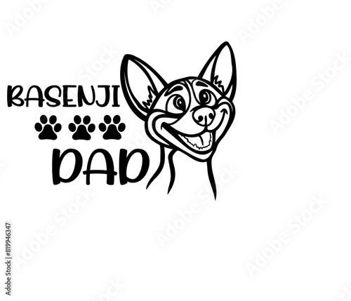 Basenji SVG vector design, perfect cut file of a happy smiling puppy 