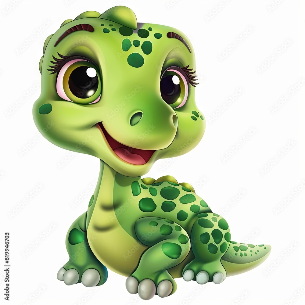 Fototapeta premium Charming cartoon dinosaur with a joyful smile