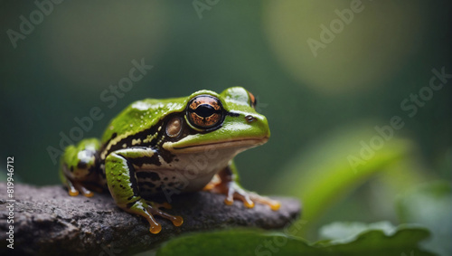 Adorable frog in mid-leap, showcasing its playful nature © xKas