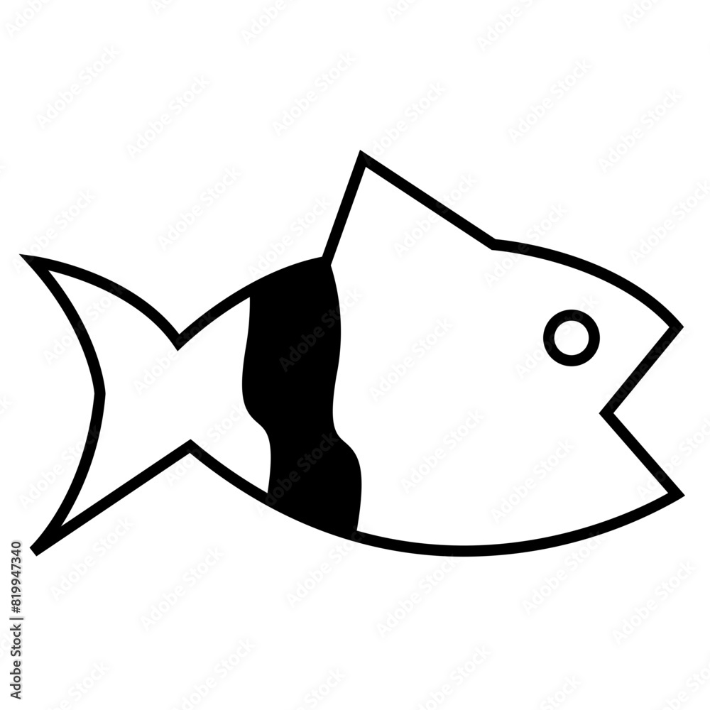 Fototapeta premium Fish or seafood flat icon for food apps and websites
