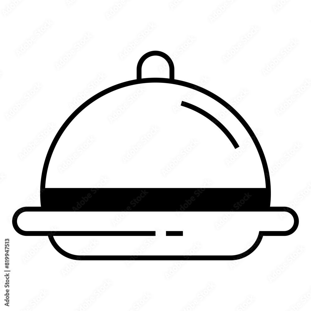 Fototapeta premium Waiter hand holding cloche serving plate icon for food apps and websites