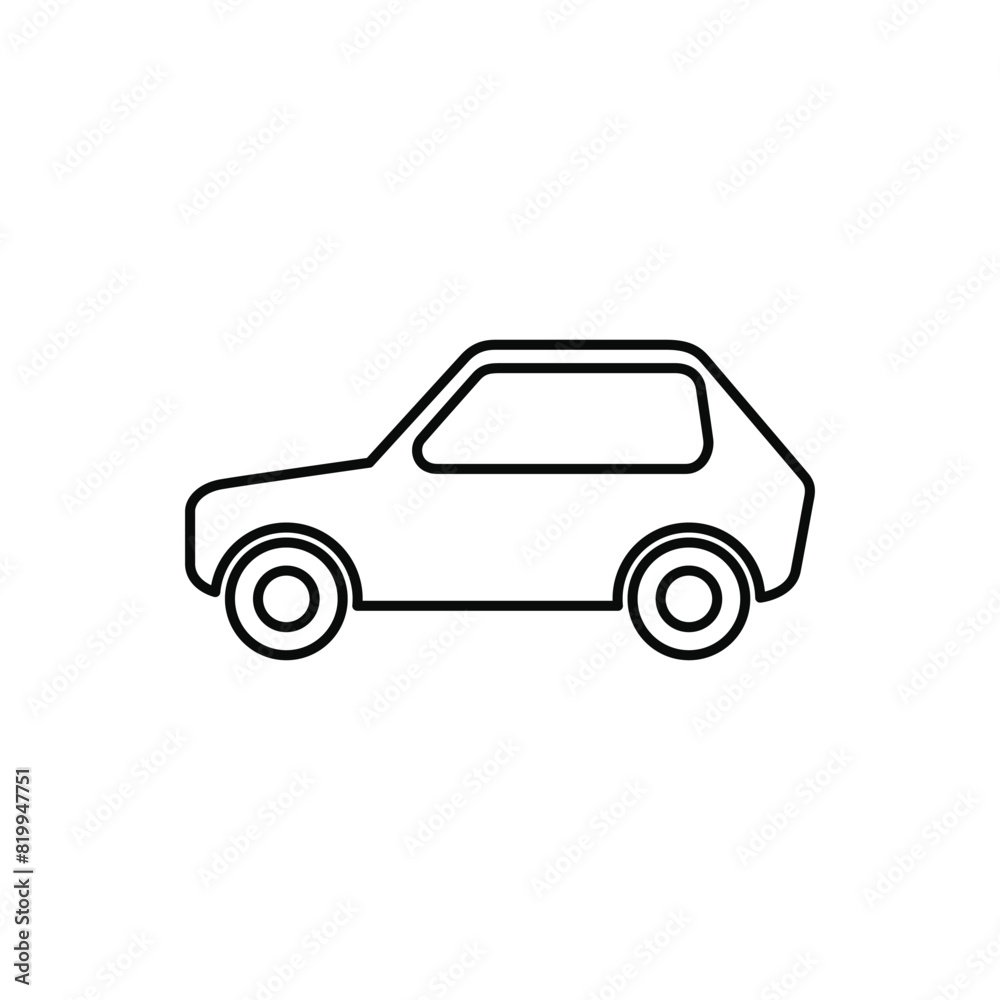 Car silhouette line icon. Side view. Vector illustration Car silhouette line icon. Side view. Vector illustration