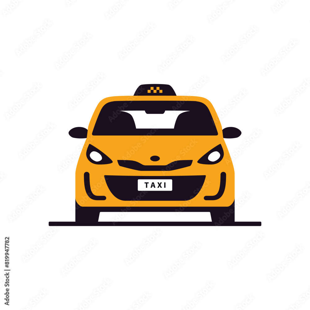 Taxi car icon. Front view. Taxi service vector illustration