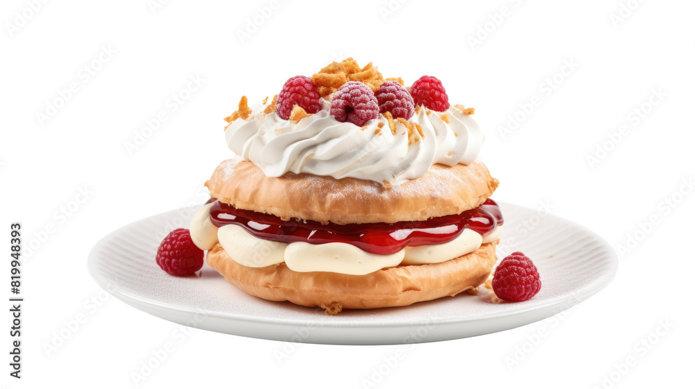 Paris Brest on white isolated on clear png background and transparent background. Bakery and pastry concept for cafe and restaurent, AI generative. Paris Brest on white isolated on clear png background and transparent background. Bakery and pastry concept for cafe and restaurent, AI generative.