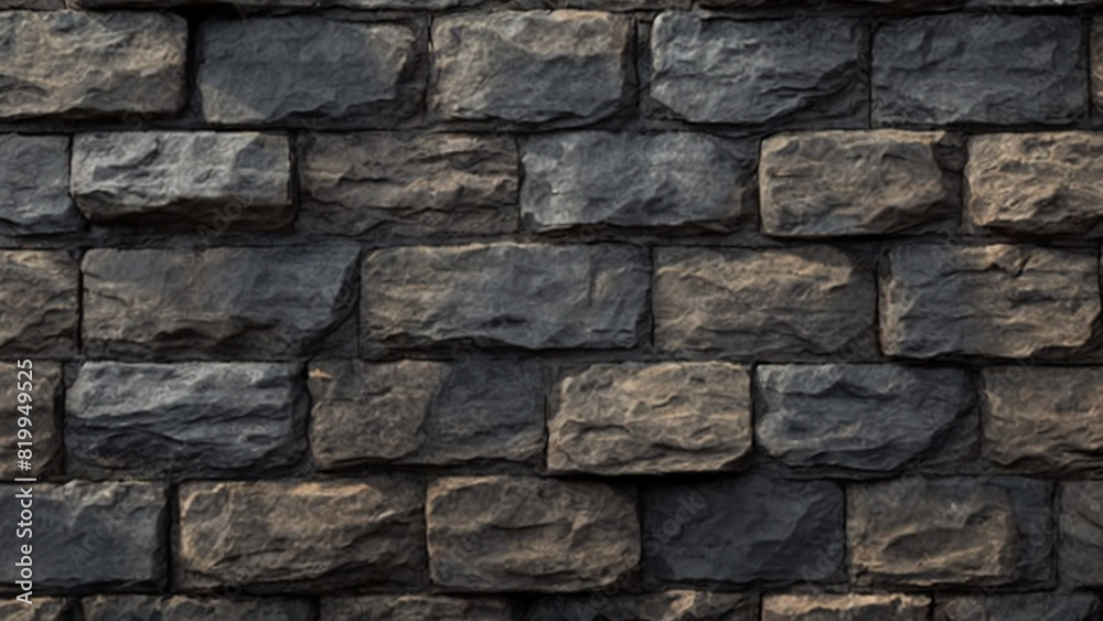 Obraz premium A brick wall with a dark brown stone pattern